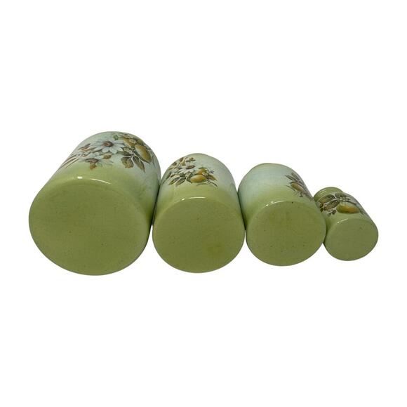 Country Charm Set of 4 Canisters Avocado Green Blue Mountain Pottery Canada 1980 - Picture 11 of 16